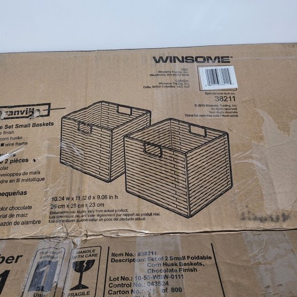 Winsome Leo Granville, 2 Small Basket, Chocolate / Storage Bins - Picture 2 of 2